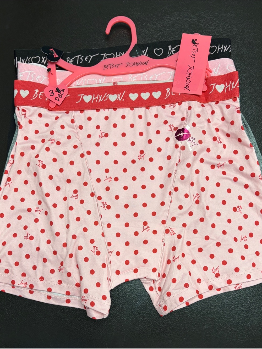 Betsey Johnson Women's Multi Color 3-Pk Boxer Shorts Size L